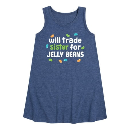 

Instant Message - Will Trade Sister For Jellybeans - Toddler and Youth Girls A-line Dress