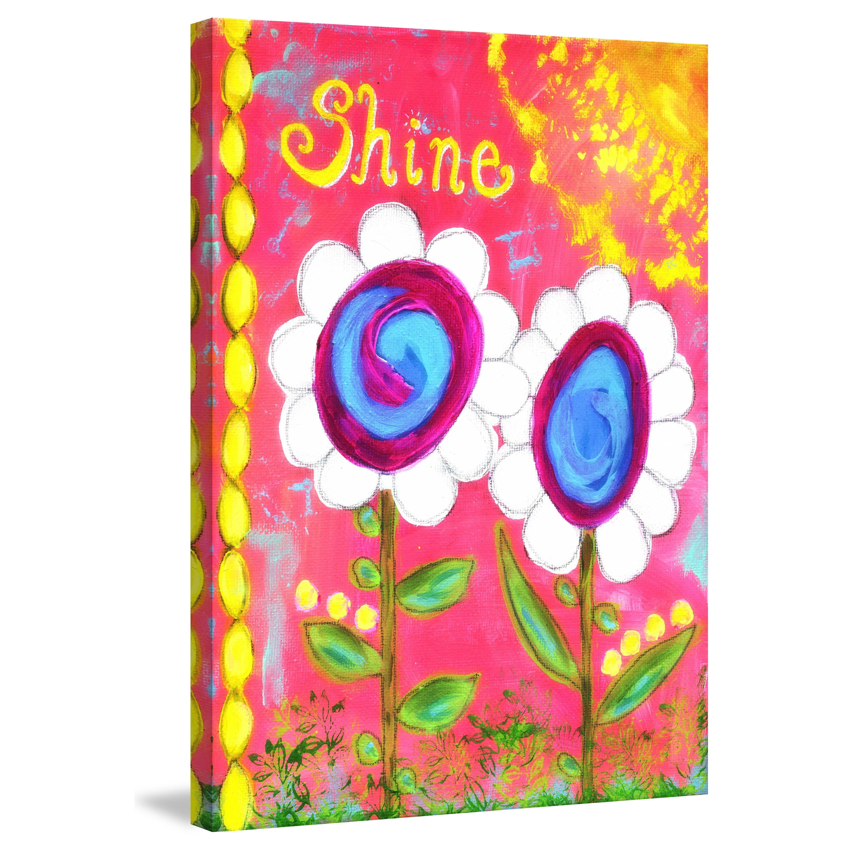 Marmont Hill "White Flowers Shine" by Jill Lambert Painting Print on Wrapped Canvas