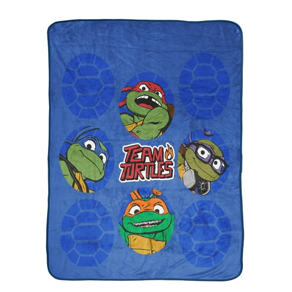 Teenage Mutant Ninja Turtles TMNT Head Kids Throw Blanket, 46 x 60, Microfiber, Blue, Nickelodeon