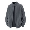 thumbnail image 4 of FYDUU Mens Full Zip Up Cardigan Sweater Men's Autumn Winter Sweater Coat Outdoor Casual Style Stand Collar Zip Cardigan Sweaters Versatile Sweaters, 4 of 5