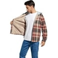 thumbnail image 5 of YATELLE Men's Cotton Plaid Shirts Jacket Fleece Lined Flannel Shirts Sherpa Button Down Jackets with Hood for Men, 5 of 7
