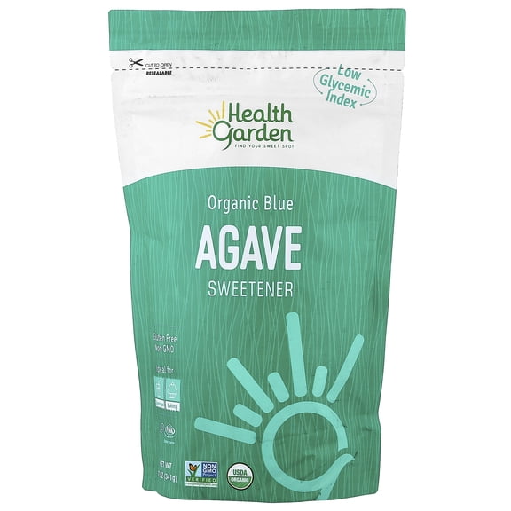 Health Garden Organic Agave Natural Sweetener Low Glycemic Sugar Substitute 12 oz