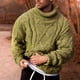 thumbnail image 4 of Suéter de cuello alto trenzado casual de moda europea y americana de otoño e invierno para hombre suéter de hombre, 4 of 5