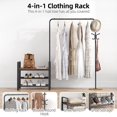 thumbnail image 5 of 3-in-1 Hall Tree Coat Rack, Entryway Bench with Storage, Multifunctional Organizer with Hooks, Hanging Rods & Shoe Rack, Rustic Wood Look Furniture for Entryway, Bedroom, Living Room, 5 of 9