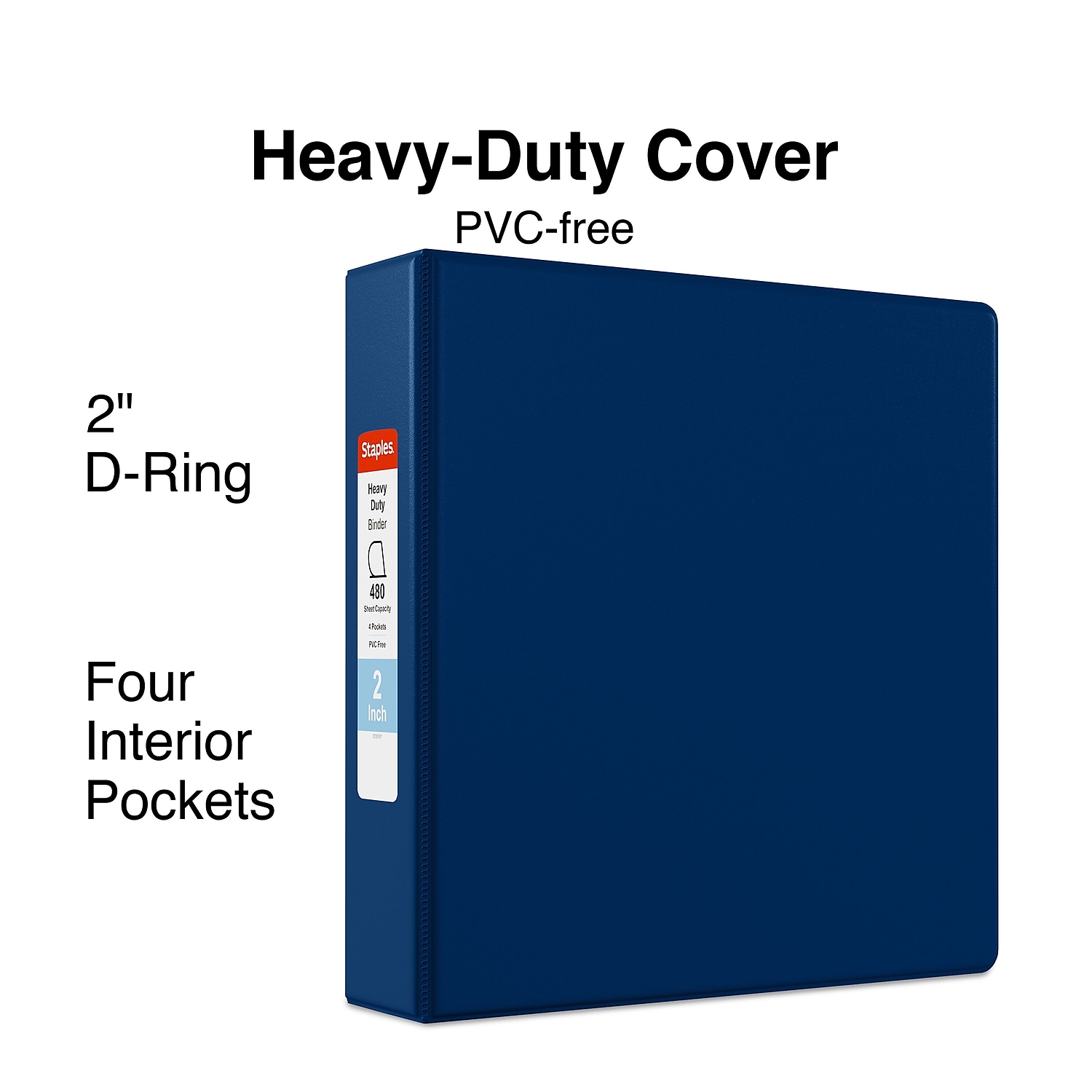 Staples Heavy Duty 2' 3-Ring Non-View Binder Blue (24655) 82692