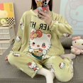 thumbnail image 5 of Disney Mickey Mouse invierno nuevo pijama de franela para mujer pijamas de seda conjunto de ropa de descanso térmica y de terciopelo de dibujos animados para mujer HelloKitty, 5 of 5