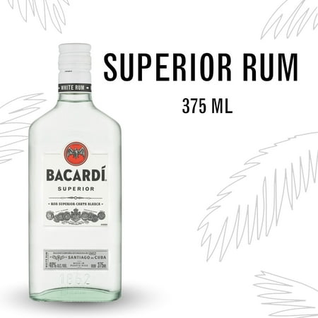 BACARDI Superior White Rum, Gluten Free, 375 mL Bottle, ABV 40%