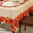 thumbnail image 2 of Fall Tablecloth Rectangle, Flower and Pumpkin Print Beige Table Cloth for Rectangle Tables, Spill-proof Fall Leaf Table Cover for Farmhouse Kitchen Dinning Room Thanksgiving Party 60 x 84 Inch, 2 of 6