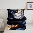 thumbnail image 5 of Manfei Eastern Dragon Animals Twin Comforter Sets,Traditional Wildlife Bedding Set,Purple Black,Black Reversible,2pcs,1 Comforter and 1 Pillowcase, 5 of 7