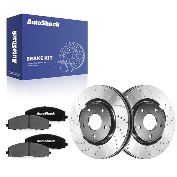 AutoShack Front Vented Drilled & Slotted E-Coated Brake Rotors   Ceramic Pads 6-PC Brake Kit Replacement for 2012-2020 Dodge Grand Caravan 2012-2020 Dodge Journey ShadowGuard 12.99" (330 mm)