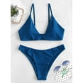 thumbnail image 4 of ZAFUL Women Swimsuit Back Tie Bikini Set Blueberry Blue L, 4 of 7