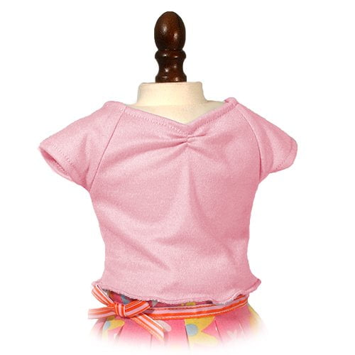 Sophia's 18" Doll Pink Capped-Sleeved Tee with Scalloped Edges and Cinched Neckline