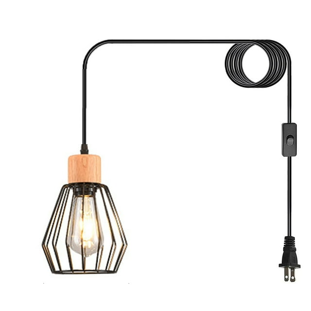 Hanging Lamps Dining Room Living Room Kitchen Island Metal Black Retro Lamp Pendant Light Plug In