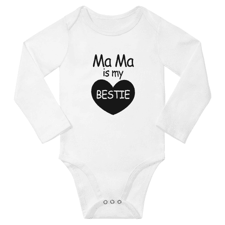 

Mama Is My BESTIE Baby Long Sleeve Outfits for Boys Girl Clothes (White 6M)