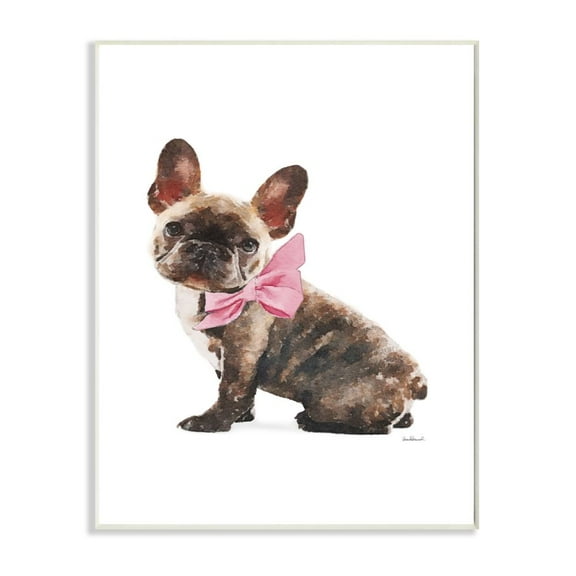 Stupell Industries Puppy Pink Bow Cute Pet Dog Watercolor Wall Plaque by Amanda Greenwood
