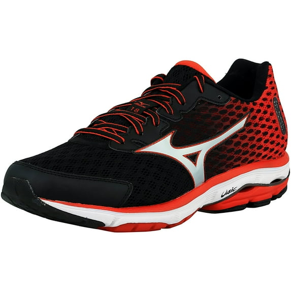Mizuno Men's Wave Rider 18 Black / Silver Red Ankle-High Running Shoe - 9.5M
