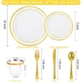 thumbnail image 5 of 450 PCS Black and Gold Disposable Dinnerware Set for 75 Guests, Plastic Plates for Party, Gold rimmed Dinner Salad Plates,Cups,Silverware Set for Party Supplies, 5 of 8