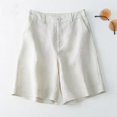 thumbnail image 4 of Lroveb Linen Shorts for Women, Cotton Casual Trousers Thin Elastic High Waist Womens Shorts Beige, 4 of 4