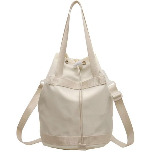 Kukuzhu Drawstring Bucket Bag for Women Fashion Nylon Crossbody Bag Lightweight Hobo Shoulder Bag Purse Messenger Bag