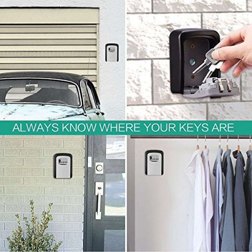 K-Cliffs Heavy Duty Wall Mount Key Lock Box 4 Digit Combination  Realtor's Open House Holds up to 5 Keys, Metal, Unisex