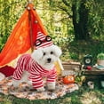 thumbnail image 4 of MYATED 2PCS Red and White Striped Dog Shirt with Matching Hat, Holiday Halloween Christmas Pet Clothes for Puppy Party, Medium, 4 of 6