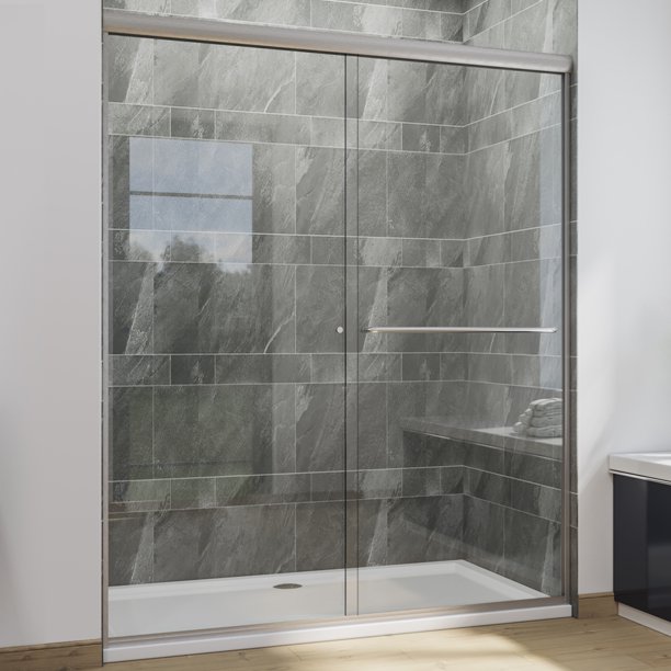 SUNNY SHOWER B020, 60" W x 72" H Frameless Bypass Sliding Shower Doors
