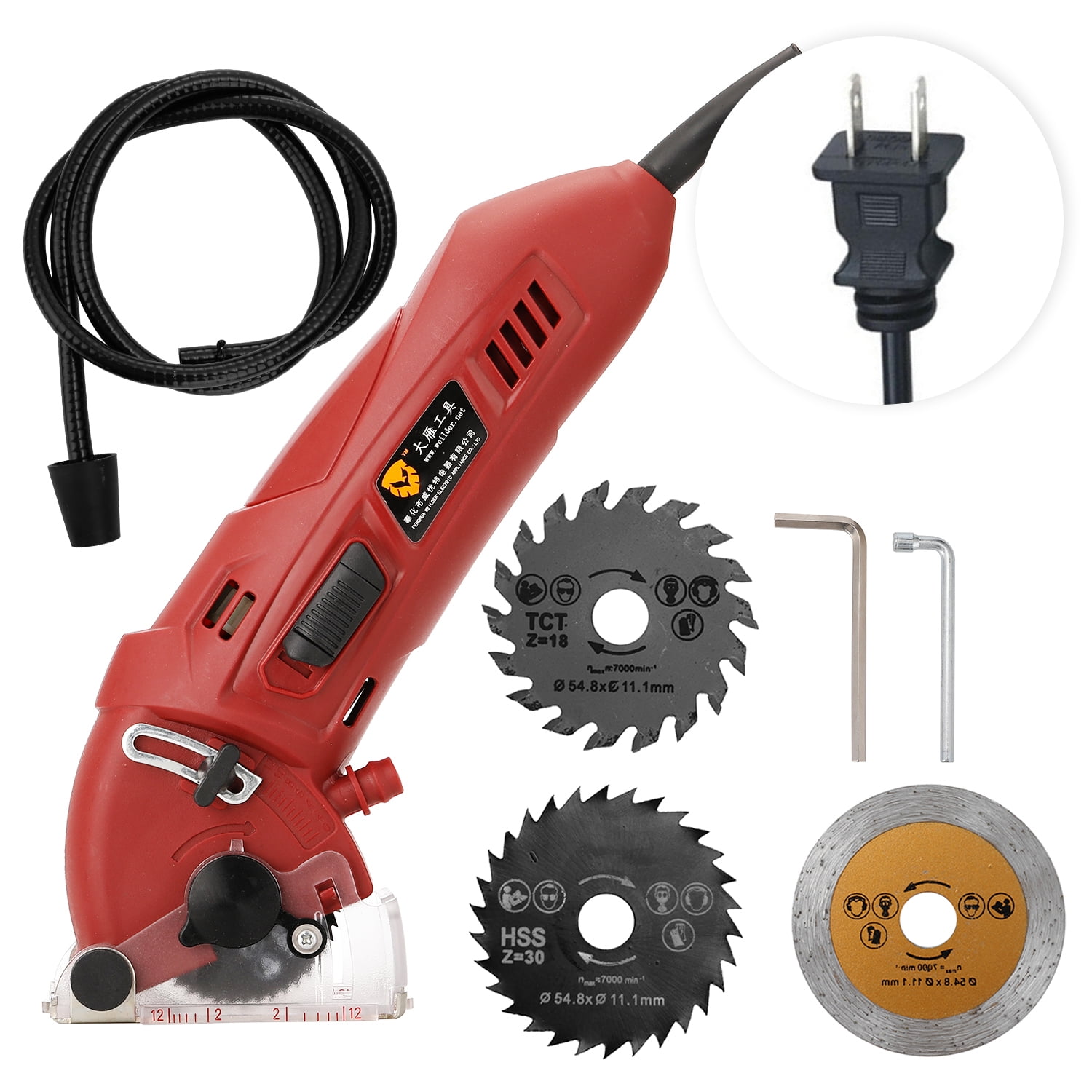 Amdohai 400W Multifunctional Mini Electric Circular Saw Kit Cutting Machine Set DIY Blades Guide Ruler Woodworking Tool Walmart