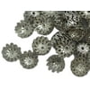 9x4mm Silver Metal Flower Dome Bead Cap (50 Piece)