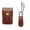 dark coffee, variant on Foldable Stainless Steel Shoehorn PU Leather Handle Shoe Horn Portable Shoe Lifter Tool with Storage Case for Adult Kid