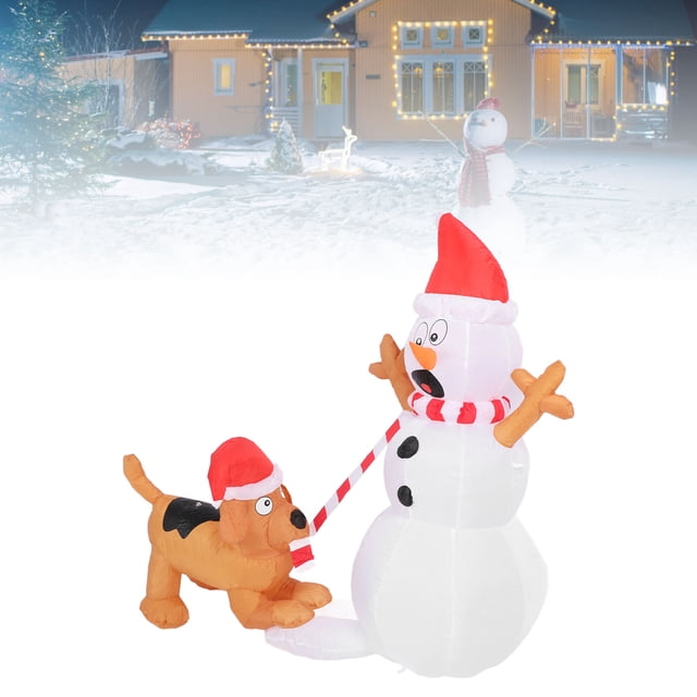 Muñeco de nieve inflable de 3,6 pasteles con luces lideros blancas para morder perro, muñeco de nieve inflable de navidad para decoraciones de patio resistente al agua ip44
