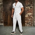 thumbnail image 2 of StSilkitty Mens 2 Piece Set Short Sleeve Button down Shirts and Pants Outfits Summer Lightweight Soft Casual Sets, 2 of 5