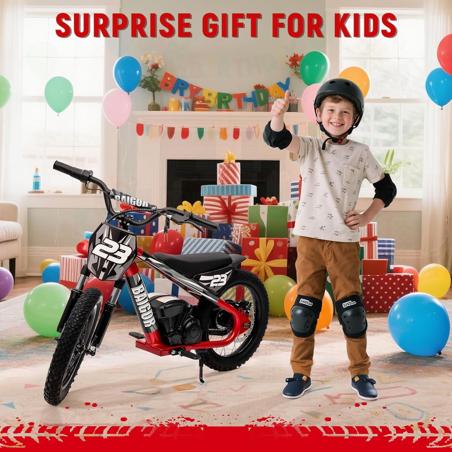 NEORIVER Electric Dirt Bike for Kids 6-12 with Shock-Absorbing Front Fork, 250W Electric Motorcycle Up to 15.5MPH, 24V Detachable Battery, 16'' Tire Electric Balance Bike with Kickstand
