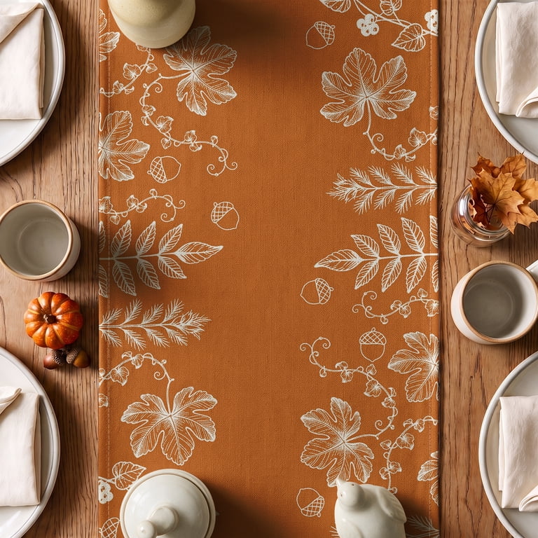 Sm:)e Orange Floral Fall Table Runner photo 5