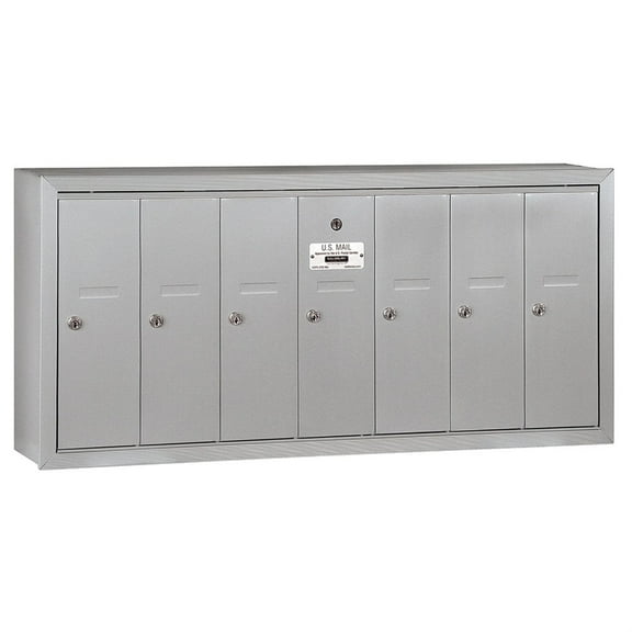 Vertical Mailbox (Includes Master Commercial Lock) - 7 Doors - Aluminum - Surface Mounted - Private Access