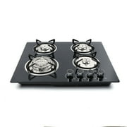 Fichiouy 23” Gas Cooktop Built-in Stove in Black with 4 Burners