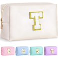 thumbnail image 1 of TOPEAST Artículos Preppy para Chicas, Neceser de Maquillaje con Iniciales de Chenilla y Letras, Neceser con Cremallera, Neceser Impermeable de Cuero PU, Regalo de Cumpleaños para Amigas y Hermanas (T, 1 of 5