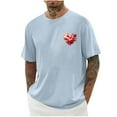 thumbnail image 2 of Jinhomg Mens Big and Tall Tee Shirts Trendy Heart Graphic Casual Tops Loose Fit Comfy Short Sleeve Crew Neck Basic T-Shirt Spring Summer Going Out Wear Holiday Light Blue M, 2 of 4