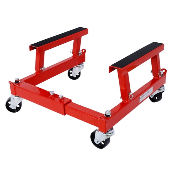 ATV Motorcycle Dolly 1500lbs - Red Shop Cradle, Adjustable Height & Width