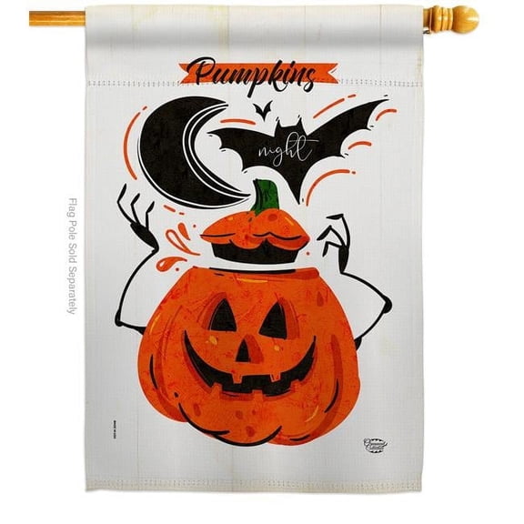 Ornament Collection H192676-BO 28 x 40 in. Pumpkins Night House Flag with Fall Halloween Double-Sided Decorative Vertical Flags Decoration Banner Garden Yard Gift