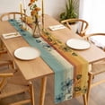 thumbnail image 3 of Floral Orange Table Runner - 90 Inch Long, Kitchen Dining Table Runner Dresser Scarves, Multicolor Striped Decadent Botanical Flower Farmhouse Decor for Coffee Tables Wedding Party Banquet, 3 of 8