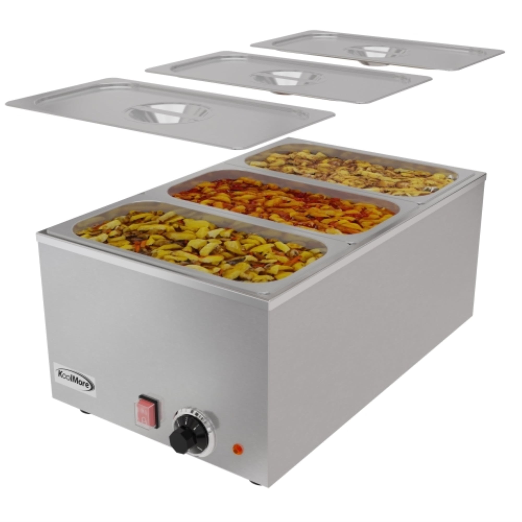 VEVOR Commercial Food Warmer Bain Marie Steam Table Countertop 3-Pan Station 