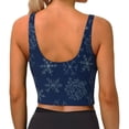 thumbnail image 4 of Picia Snowflake Dark Blue Sports Bra for Women,Padded Strappy Sports Bras Medium Support Yoga Bra with Removable Cups,Running Yoga Bra-, 4 of 9