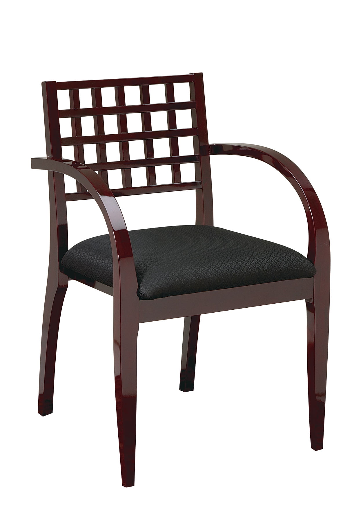 Wood Visitors Chair with CrissCross Back and Upholstered