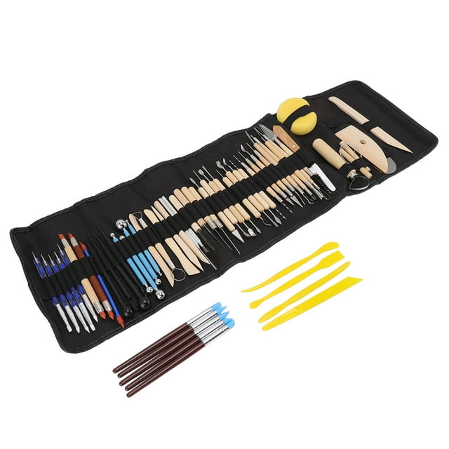 Clay Carving Tools, 61Pcs Pottery Sculpting Tools Versatile Sturdy Comfortable Handle With Bag For Thanksgiving