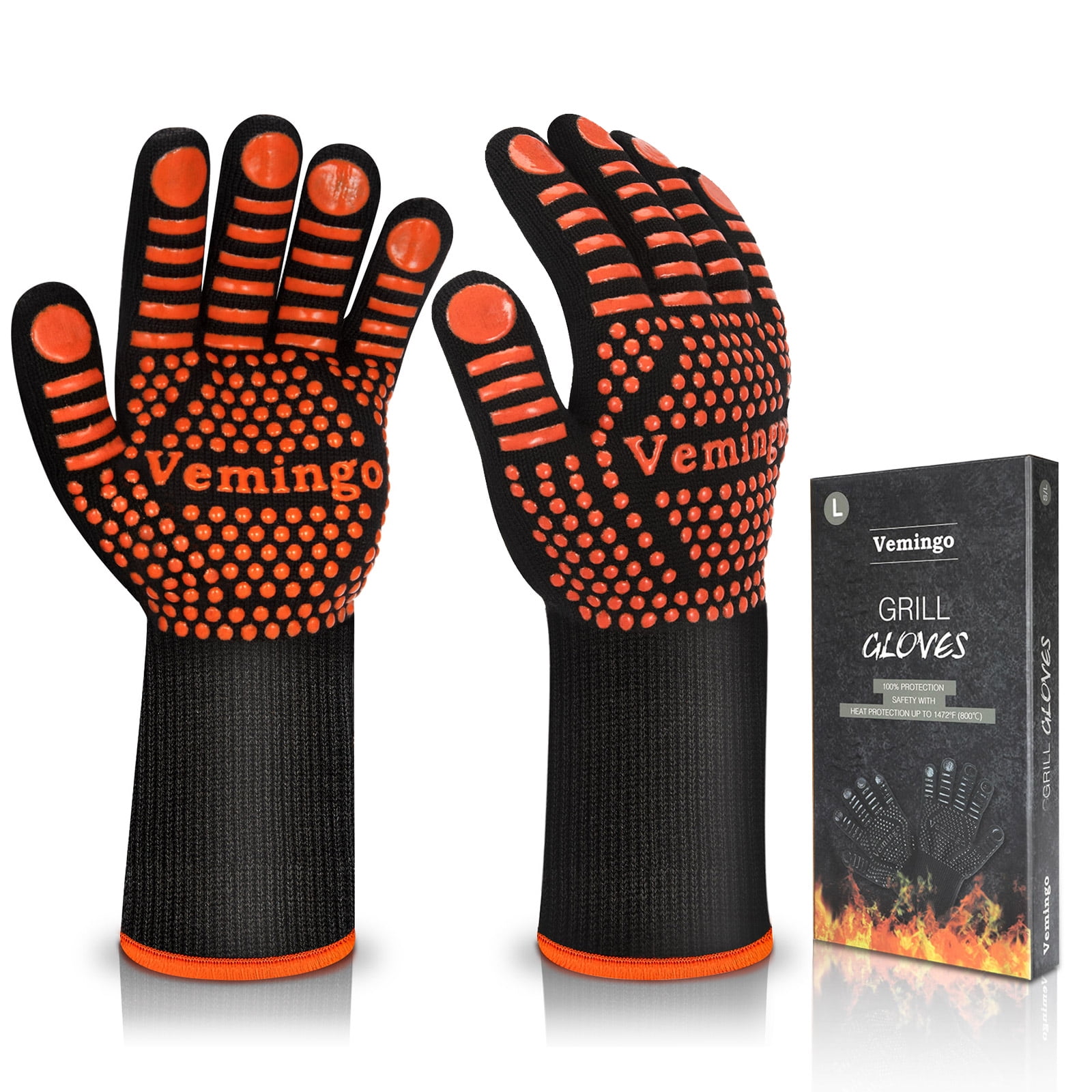 BBQ Gloves 1472°F Extreme Heat Resistant Ov Grill Gloves Heat Proof