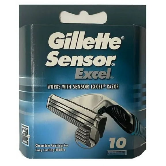 Sensor Excel Chromium Coated Razor Blade Refills - 10 Cartridges