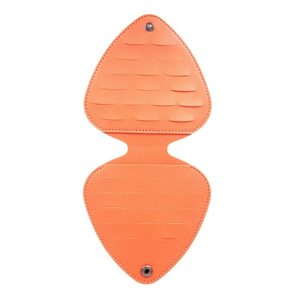 Estuche de cuero sintético para guardar púas de guitarra, paquete variado Naranja