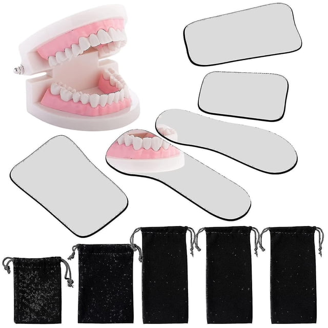 Espejo bucal dental de 5 piezas YUANXCMXG espejo reflector oclusal espejo de fotografía intraoral vidrio chapado de 2 lados