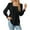 Black, variant on qolati Women's Dressy Casual Ruffle Long Sleeve Tops Trendy Solid Color Square Neck Pleated Front Tunic Shirts Elegant Loose Fit Flowy Boho Blouse