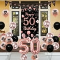 thumbnail image 3 of 50th Birthday Decorations for Women Black and Rose Gold, Happy 50th Birthday Door Banner, Triangle Flag Garland, Number 50 Balloon, Fifty Year Old Birthday Party Supplies, 3 of 7